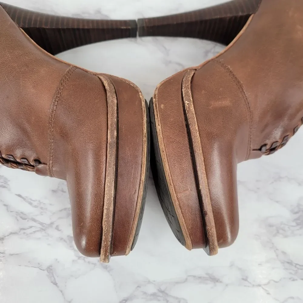 Ugg Jamison Whipstitch Ankle Boots Bootie Brown Leather Women's Heeled Platforms